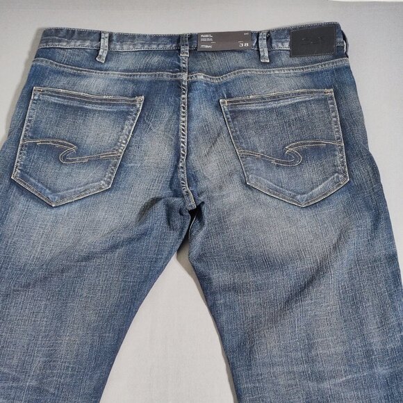 NWT Silver Jeans men's size W38/L36 indigo blue Zac relaxed fit straight leg - Picture 4 of 14